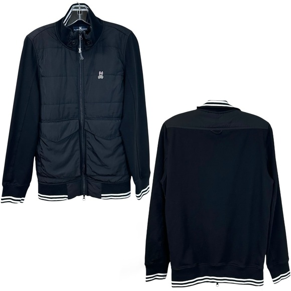Psycho Bunny - Men’s ‘Dunston’ Track Jacket, Zip-Up, Active - Black, XX-Small - Picture 1 of 17